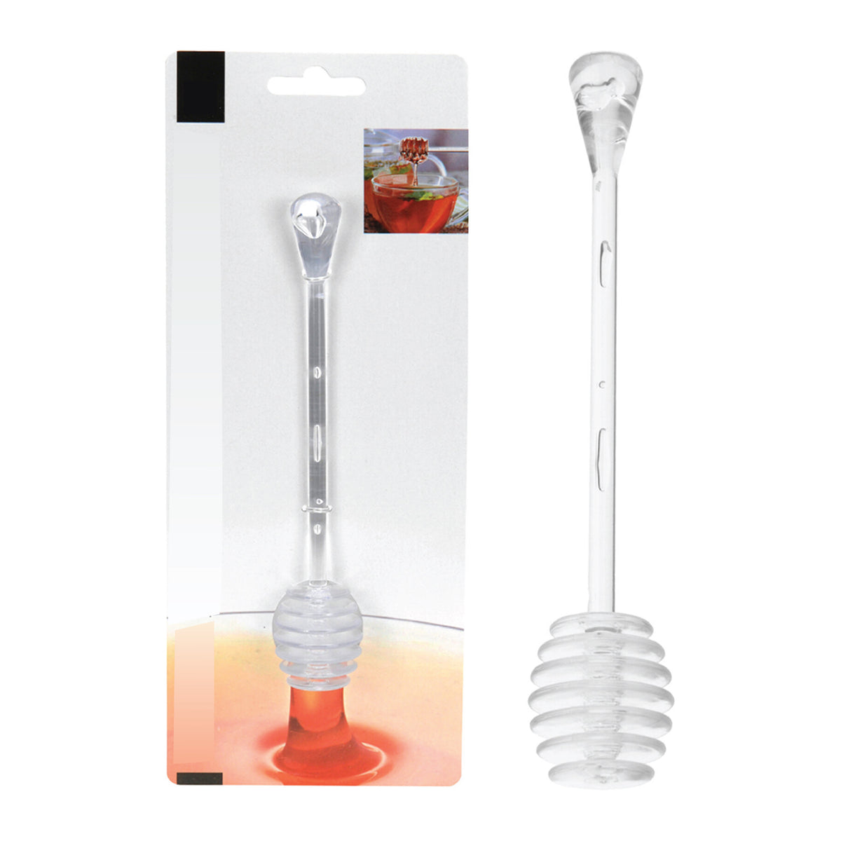 Plastic Honey Spoon, 17cm Length, Transparent