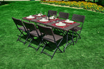 Brown Folding Table Rattan-Effect Heavy Duty - 120x60cm & 180x75cm