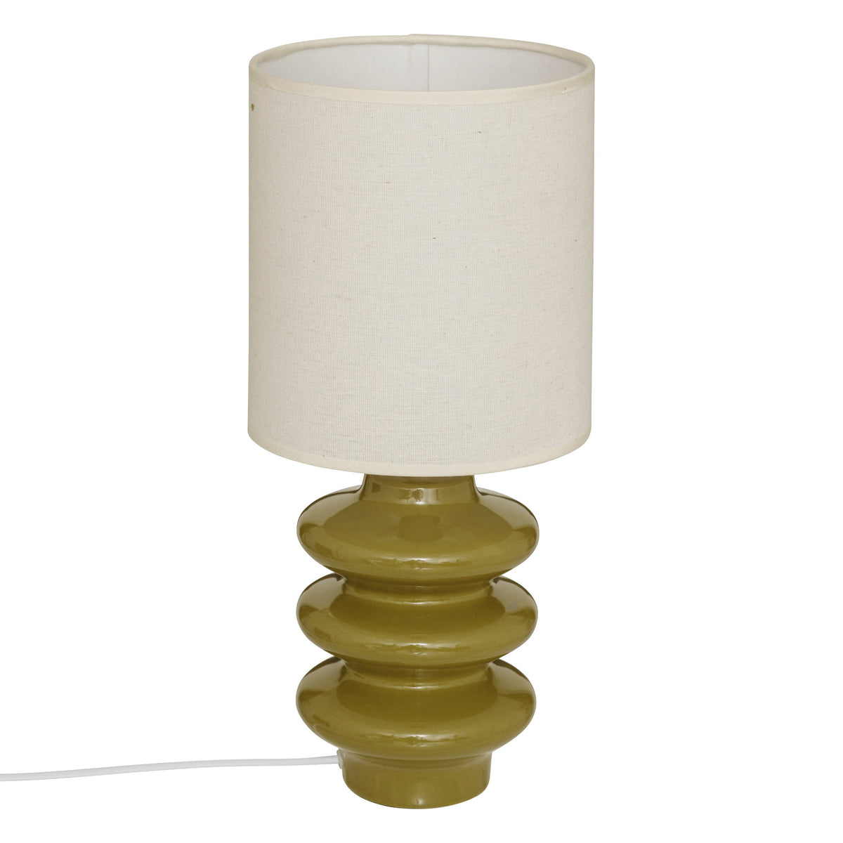 Mains Table Lamp "Vinus" - Twisted Ceramic Base, Linen Shade