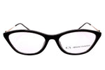 Black eyeglasses on a white background. 