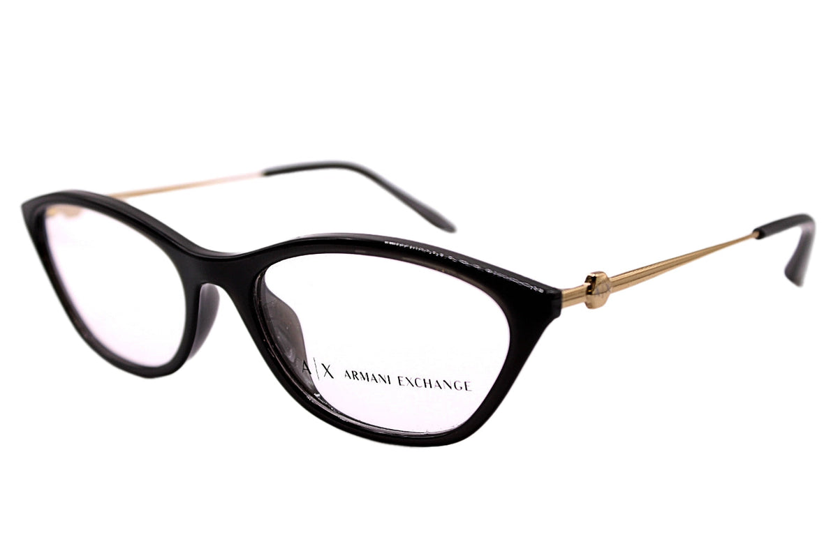 Black cat-eye glasses on a white background.