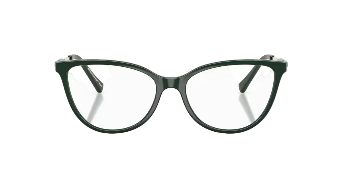 Green eyeglasses on a white background.