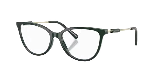 Green cat-eye glasses on a white background.