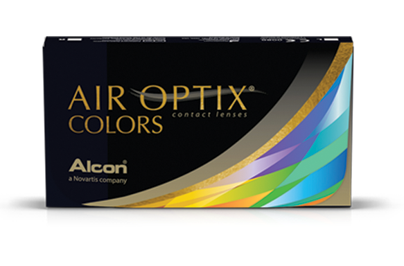 Box of Air Optix Colors contact lenses with colorful design 