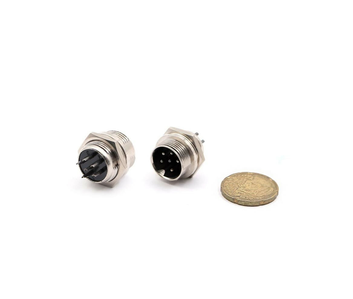 Circular Plug | Aviation Connector 6-Pin Male 16mm | Chassis Mount