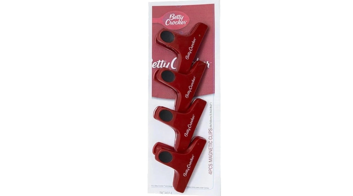 Betty Crocker Plastic Kitchen Clips 4Pcs With Magnet Red