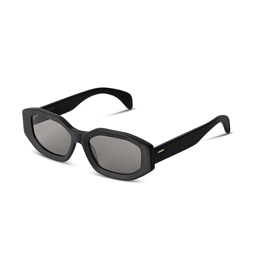 ross & brown Black sunglasses with a white background