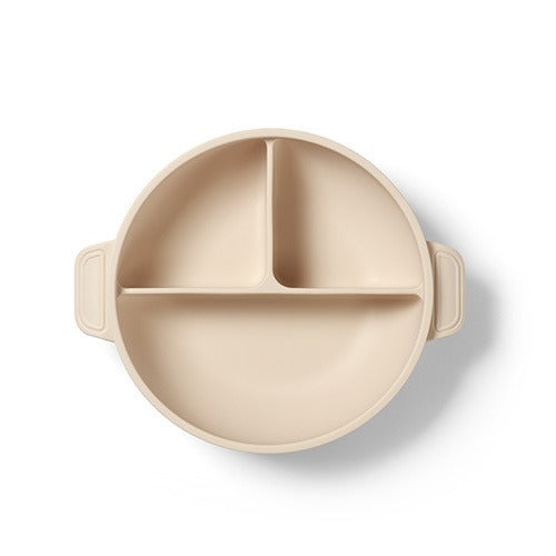 Silicone Suction Plate With Lid -Beige