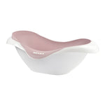 Baby seat with pink cushion and white base on a white background