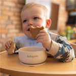 Silicone Cup with Suction Cup and Lid- Beige
