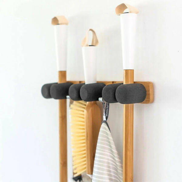 Full Circle Mop & Broom Organizer - Small - Grey