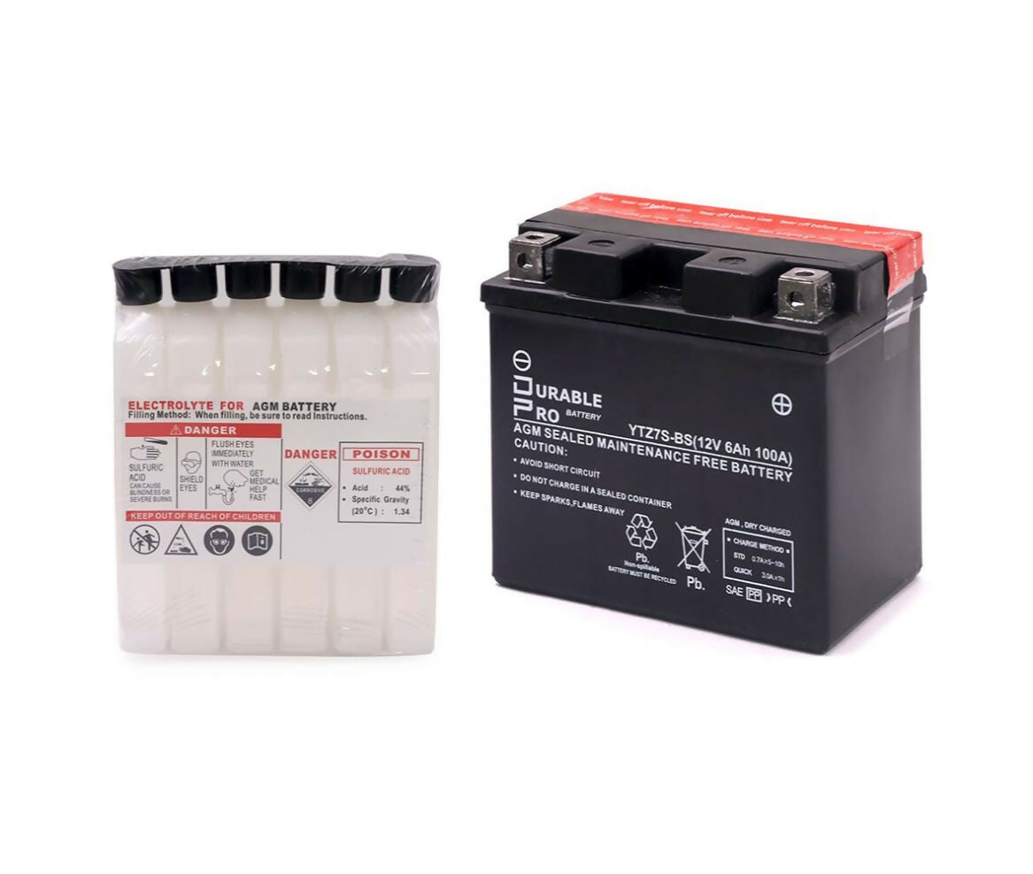 Motorcycle Battery | YTZ7S-BS Durable Pro| 12V 6Ah