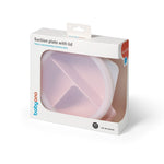 silicone suction plate with lid -pink