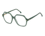 Green eyeglasses on a white background