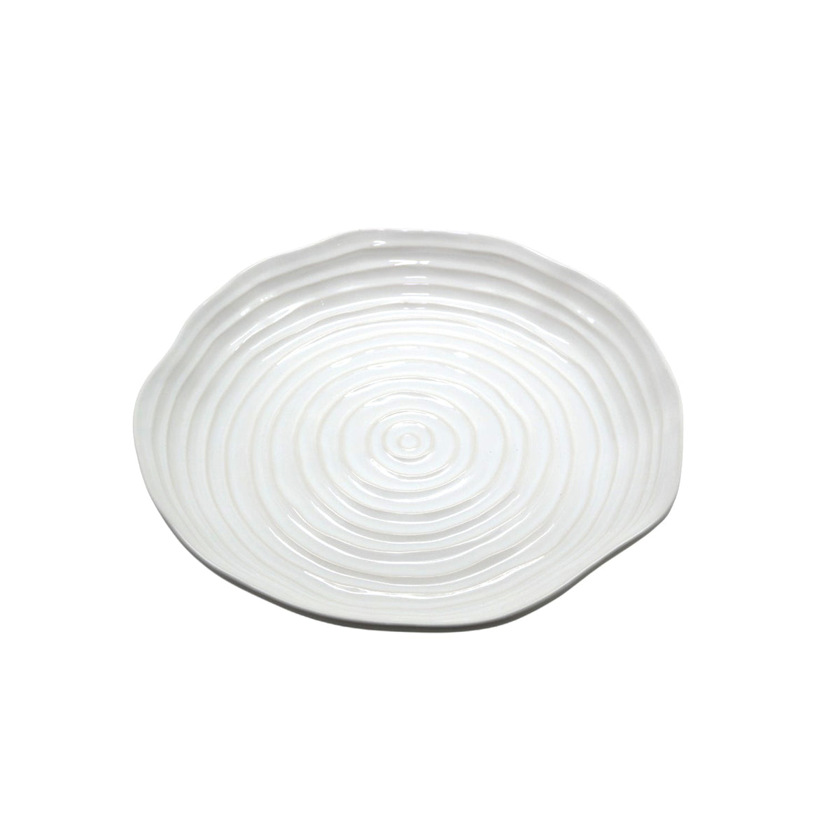 Large Porcelain Serving Bowl Ø36.5 cm Ripple Texture Organic Shape