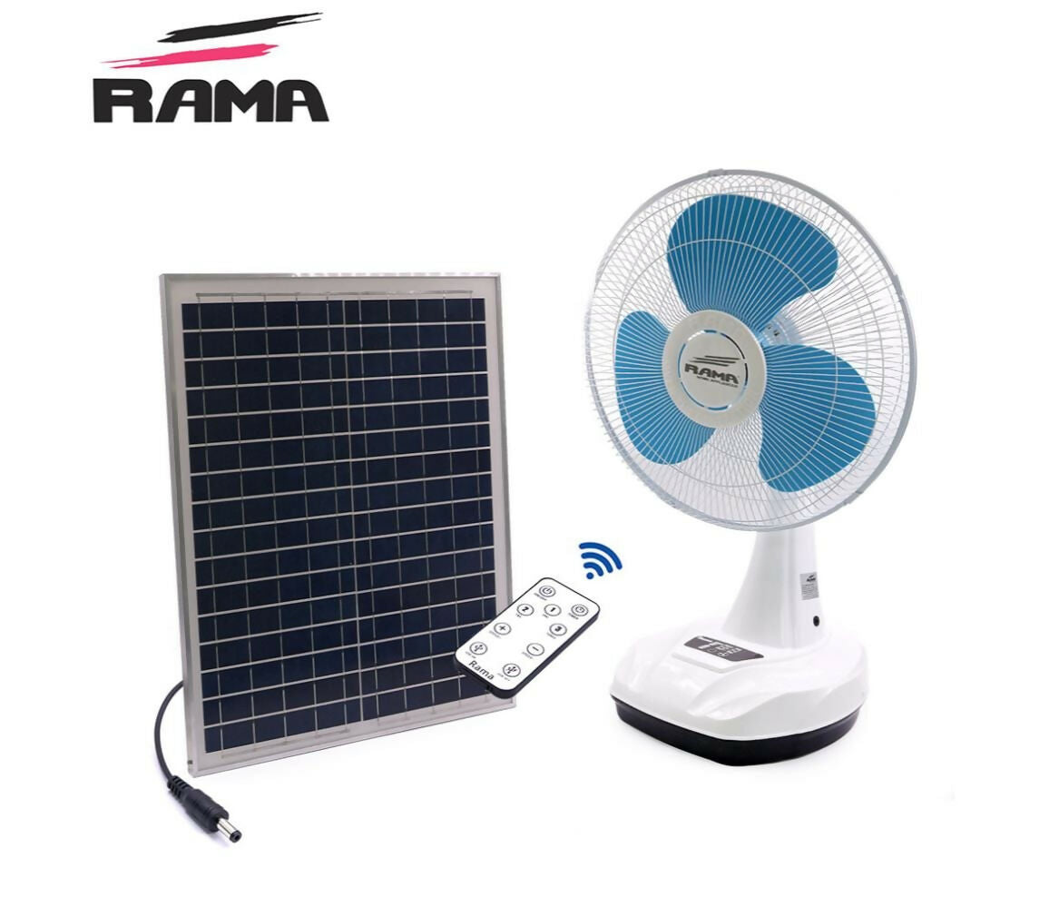 Fan Table | 16" | 220V AC - 12V DC | 33W | Rechargeable Solar | Remote | Rama