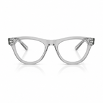 Grey acetate cat-eye eyeglasses frames with rhinestone accents on the temples, shown against a white background with a soft reflection.