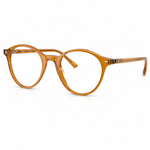 Round eyeglasses with a translucent amber-brown acetate frame, shown on a clean white background.