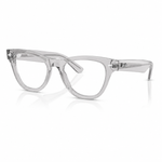 Grey cat-eye glasses on a white background. 