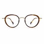 Round tortoise eyeglasses on a white background
