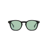 Black square sunglasses with blue lenses 