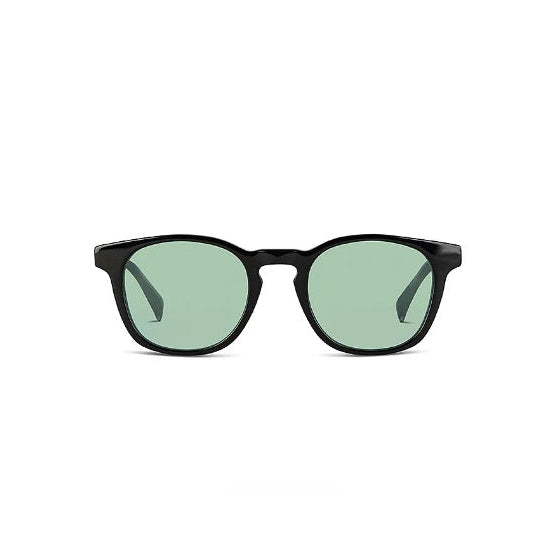 Black square sunglasses with blue lenses 