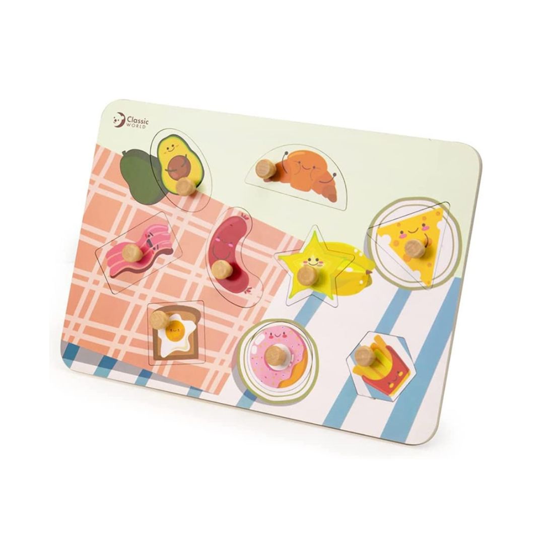 Classic World Breakfast Puzzle Wooden Food Learning Puzzle