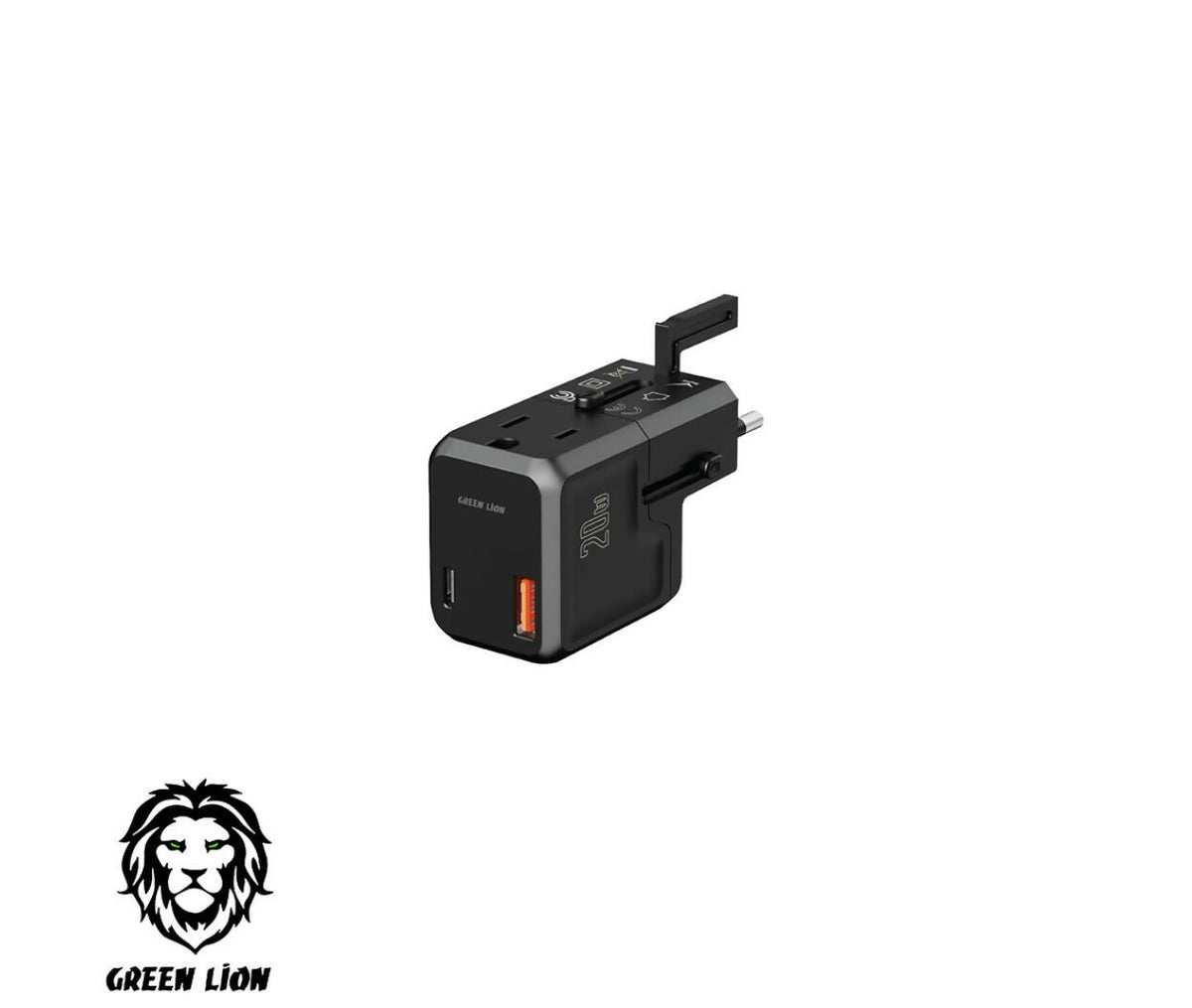 Mobile Charger| USB-A & USB-C | 20W | Green Lion