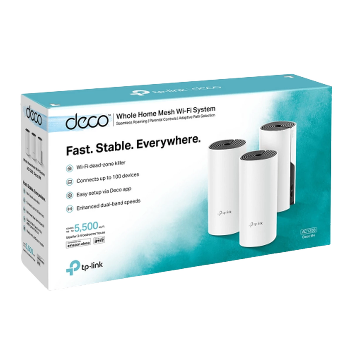 TP-Link Deco M4 (3 Pack) AC1200 Mesh Wi-Fi System Gigabit Router - White