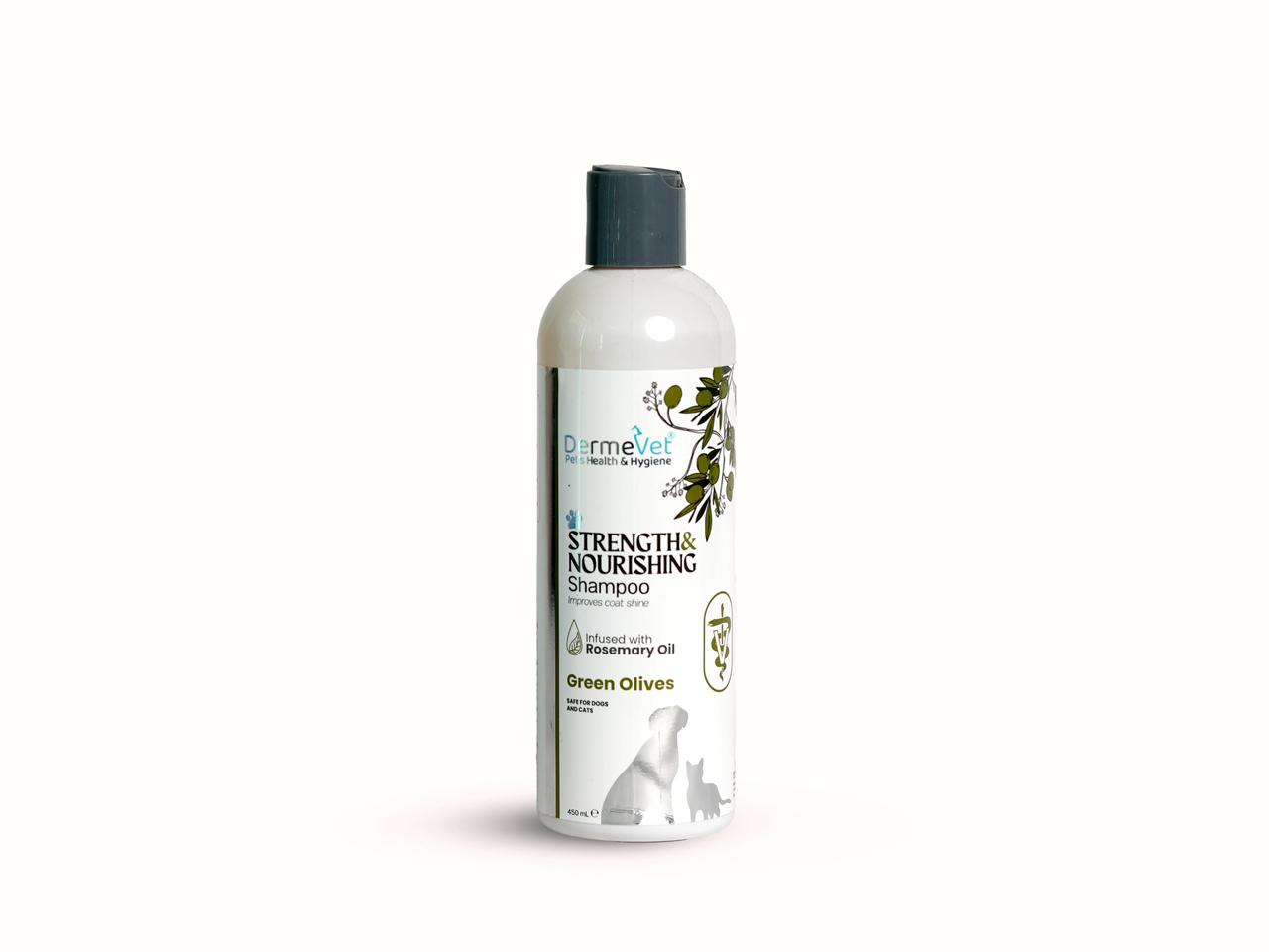 Dermevet Strength & Nourishing Shampoo - Green Olives 450ml