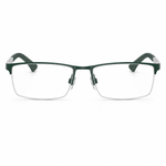 Green matte eyeglasses on a white background. 