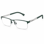 Matte Green eyeglasses on a white background. 