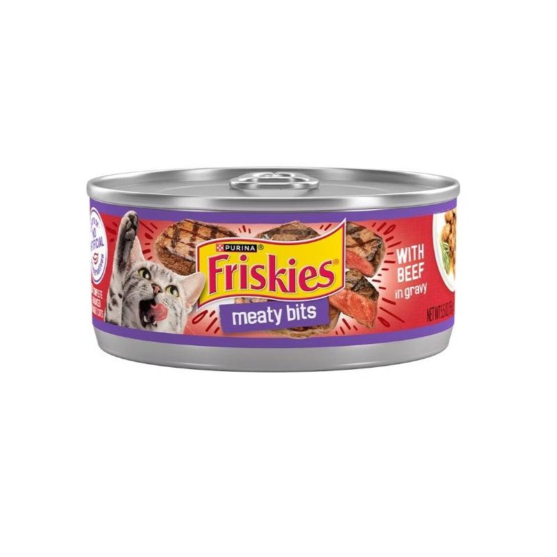 Friskies Meaty Bits With Beef in Gravy Cat Can Wet Food 156g
