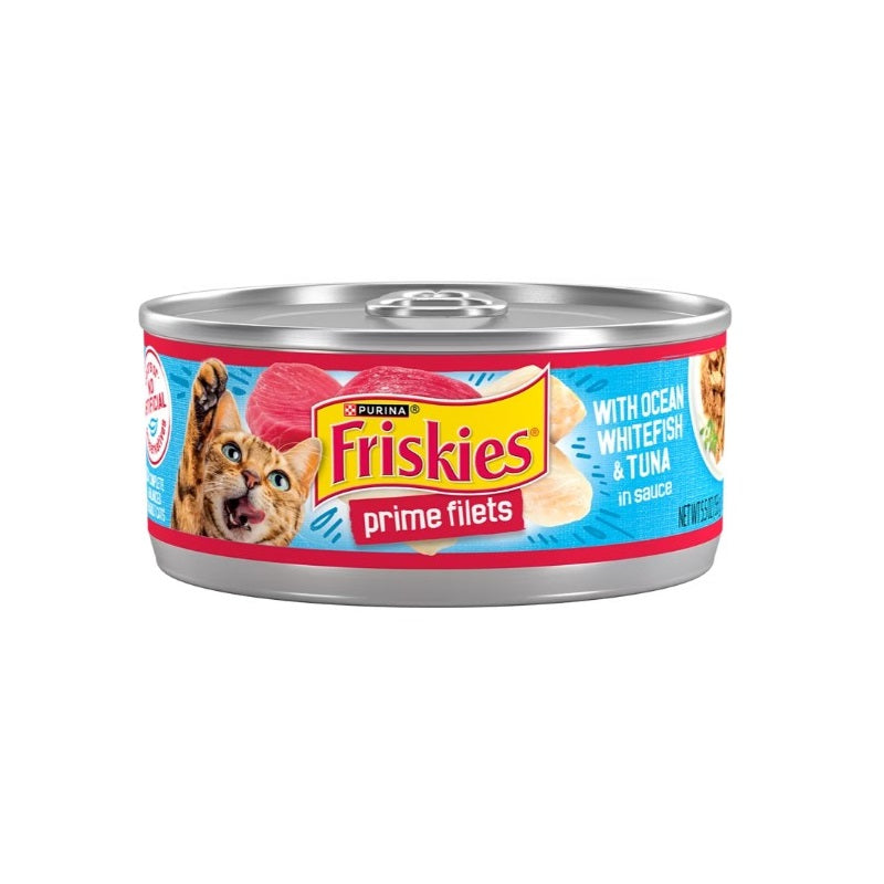 Friskies Prime Filets With Ocean Whitefish & Tuna in Sauce Cat Can Wet Food 156g