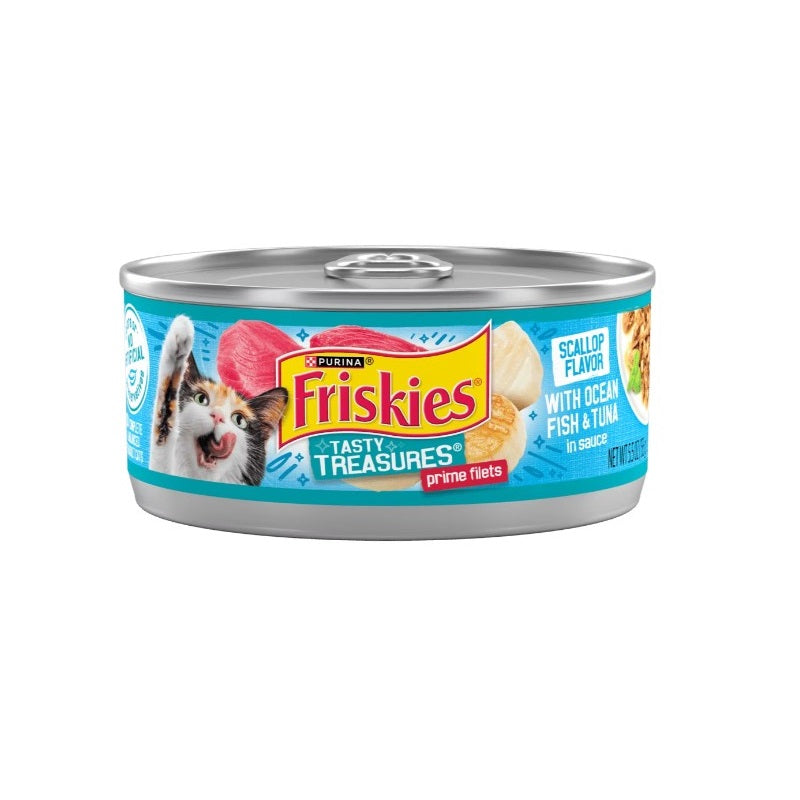 Friskies Tasty Treasures With Ocean Fish and Tuna in Sauce Scallop Flavor Cat Can Wet Food 156g
