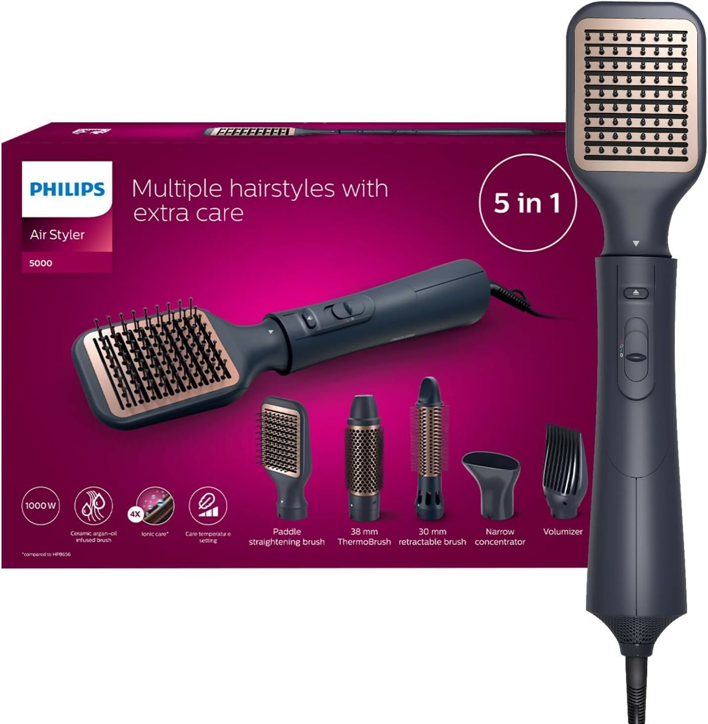 Philips Air Styler 800w Keratin Ceramic Brushes Care Setting
