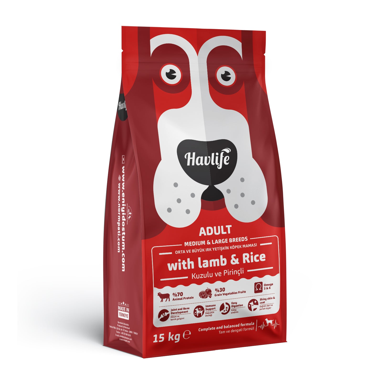 HAVLIFE MEDIUM AND LARGE ADULT DOG FOOD WITH LAMB 15KG
