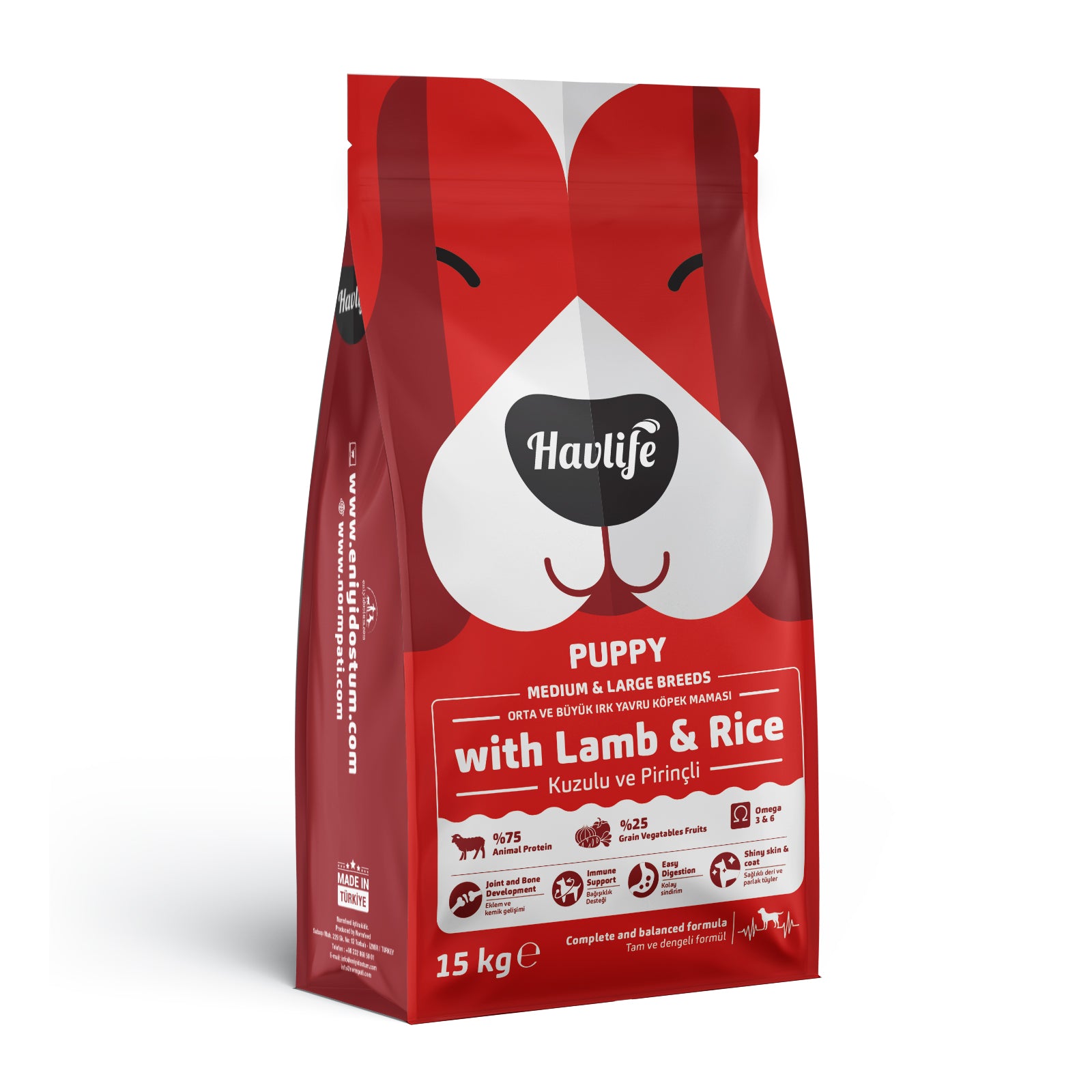 HAVLIFE MEDIUM AND LARGE PUPPY FOOD WITH LAMB 15KG