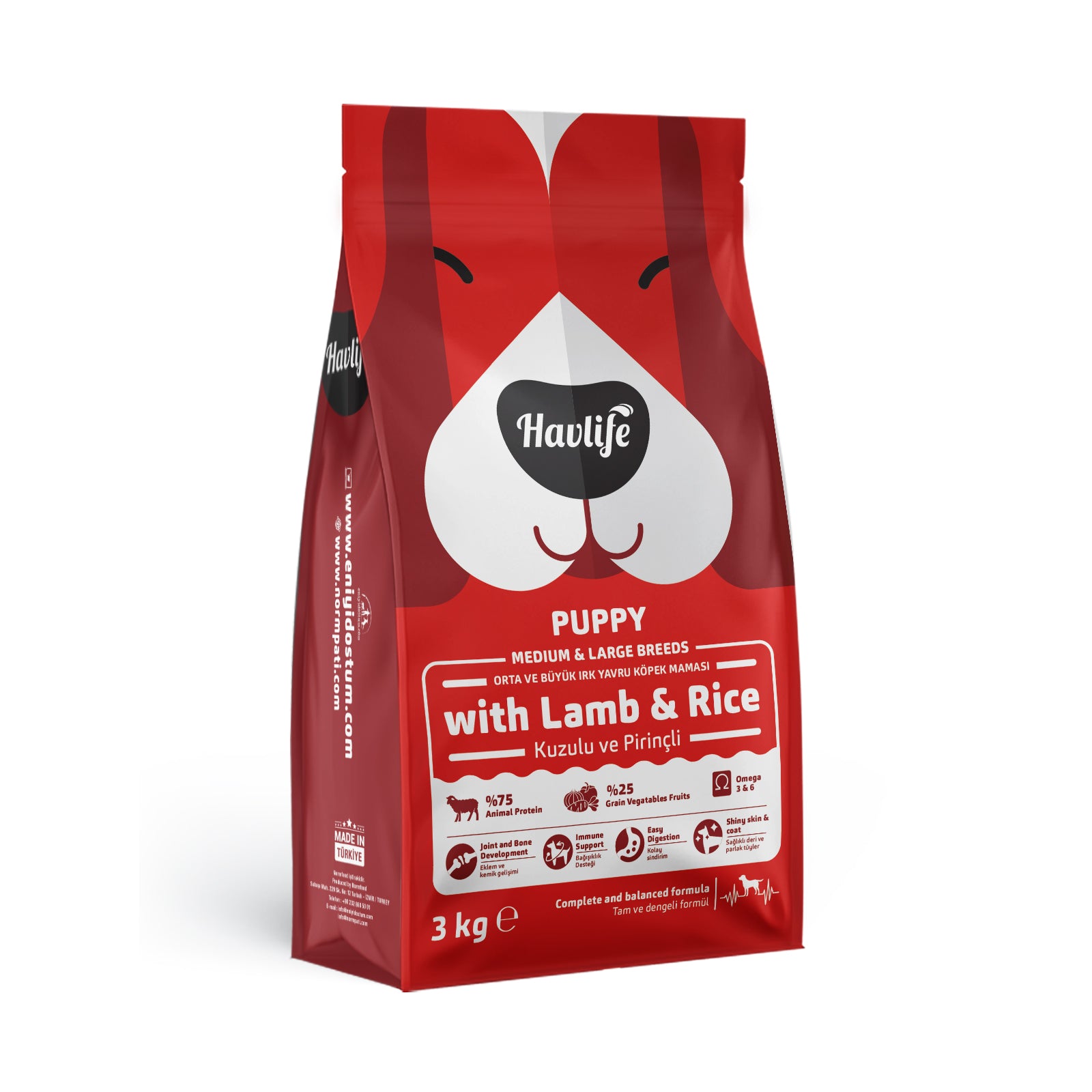 HAVLIFE MEDIUM AND LARGE PUPPY FOOD WITH LAMB 3KG