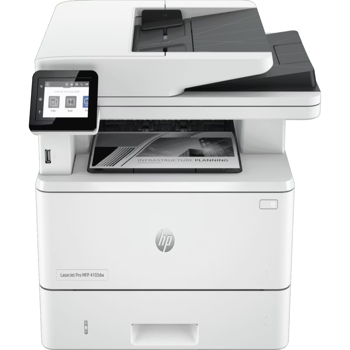 HP (2Z627A) LaserJet Pro 4103dw Printer - Print; Scan; Copy - White