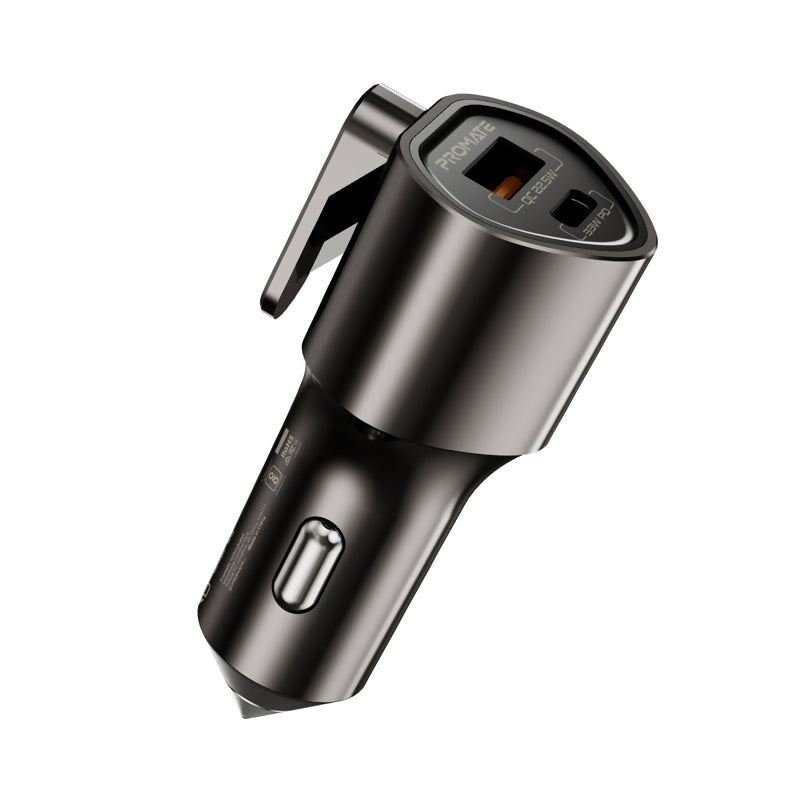 Promate Car Charger Power Delivery with Safety Hammer and Seatbelt Cutter