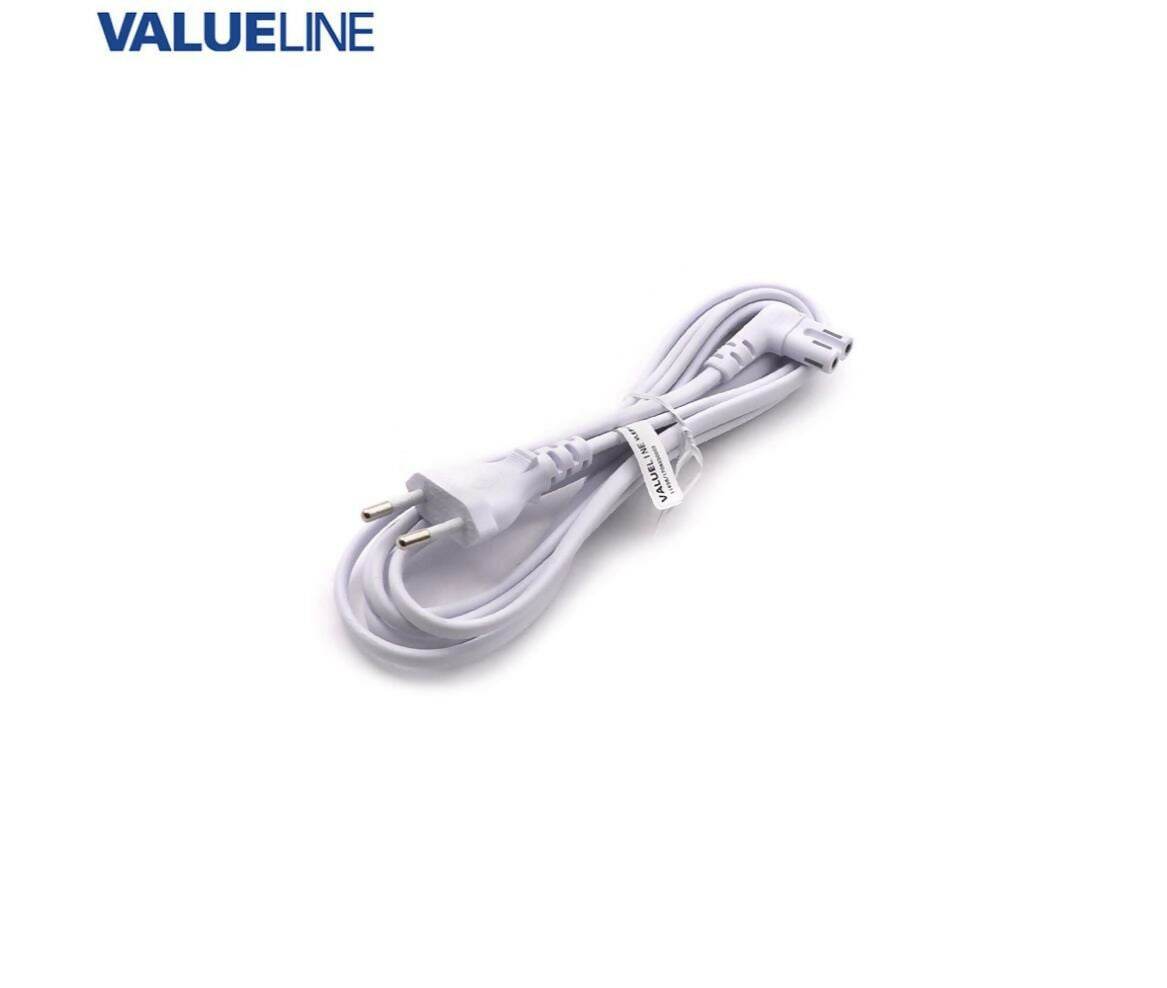 Power Cable | EU Plug - 2-Prong | 2x0.75mm | White | 2M | 90 Degree | Valueline