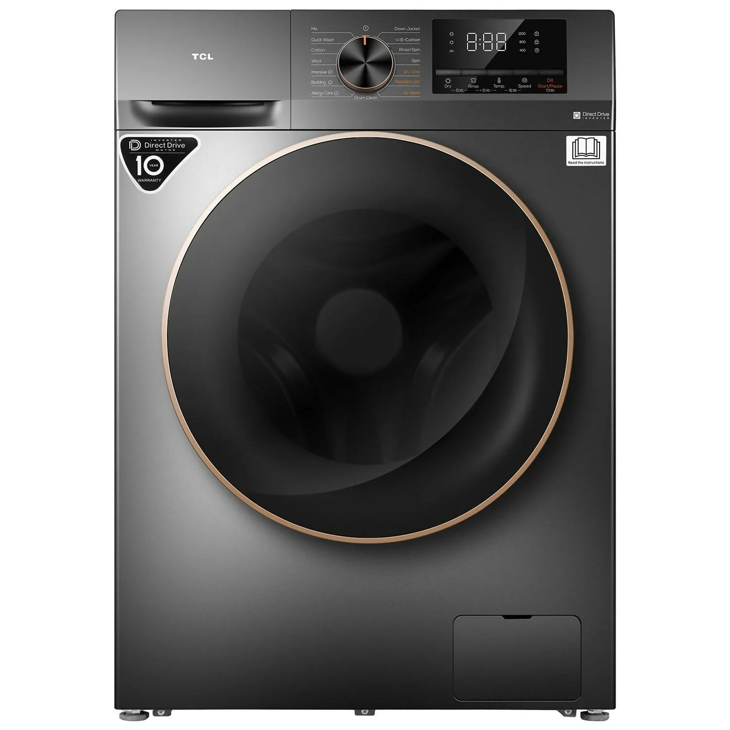 TCL Washer Dryer Front Load 10/7 KG 1200 RPM Dark Grey