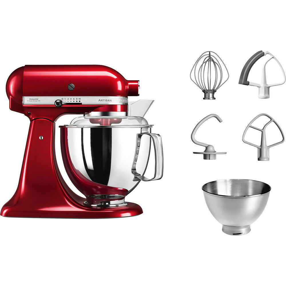 KitchenAid Artisan Tilt Head Stand Mixer 4.8L + PS + Prep Bowl + Flex Edge Beater - Candy Apple