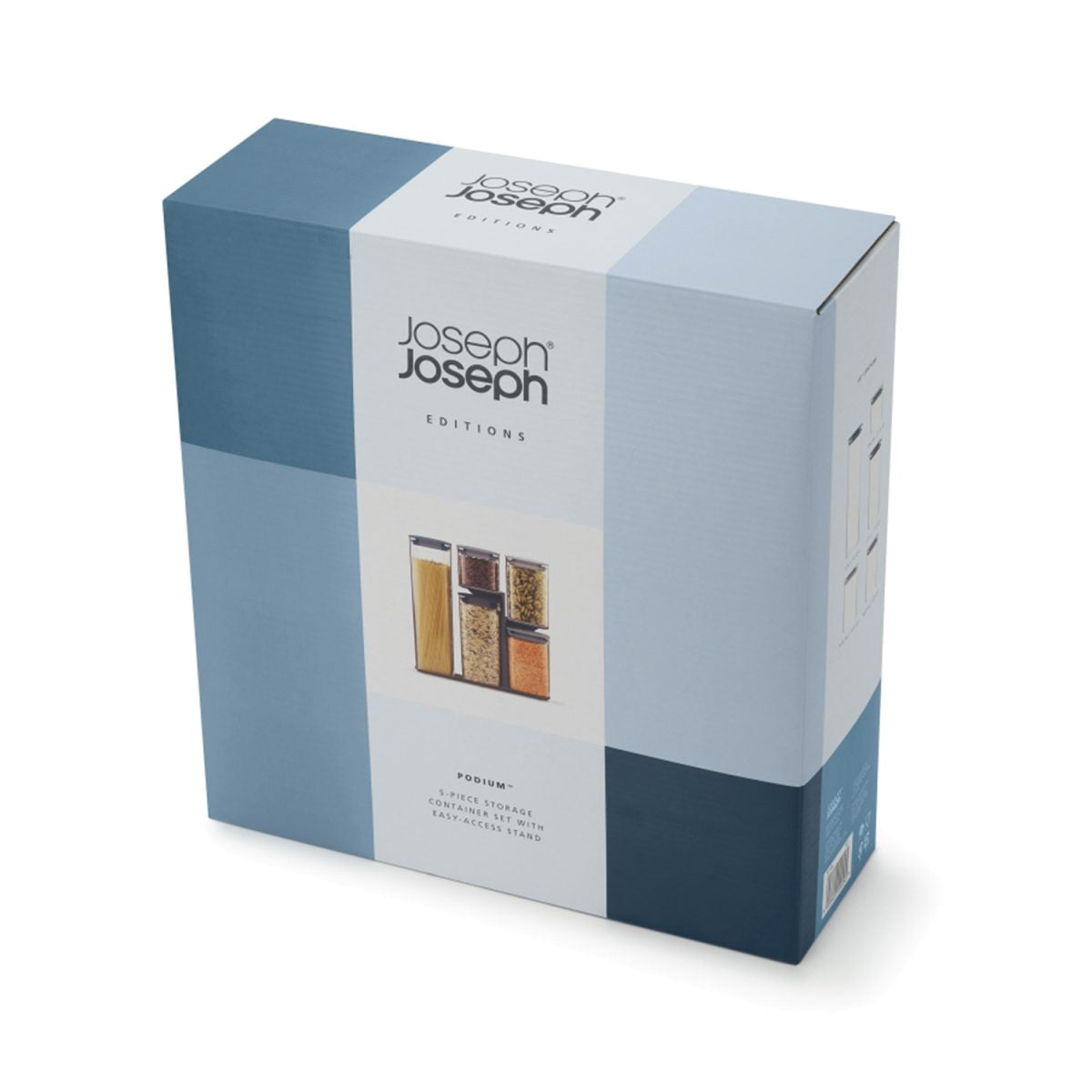 Joseph Joseph Podium Dry Food Storage Container Set with Stand, 5-piece - Sky