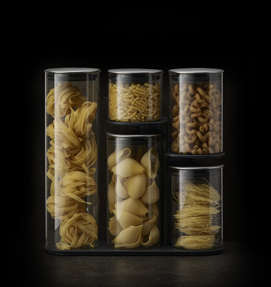 Joseph Joseph Podium 100 5 PCS Glass Storage Jar Set W/Stand