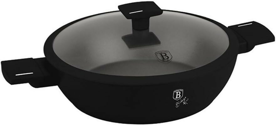 Berlinger Haus Shallow Pot with Lid, SS 28 cm Matte Black