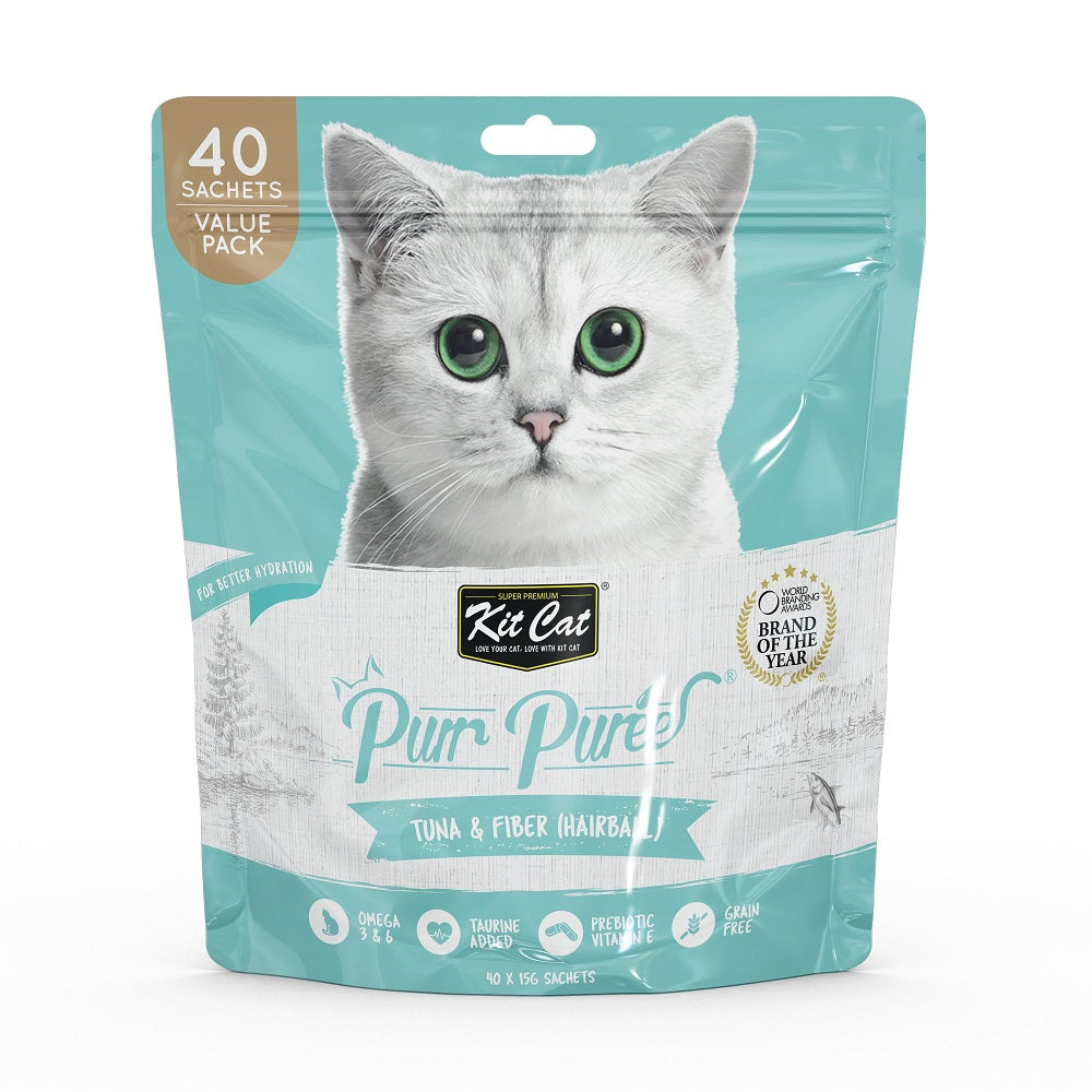 Kit Cat Purr Puree Value Pack Tuna & Fiber (Hairball) 40x15g