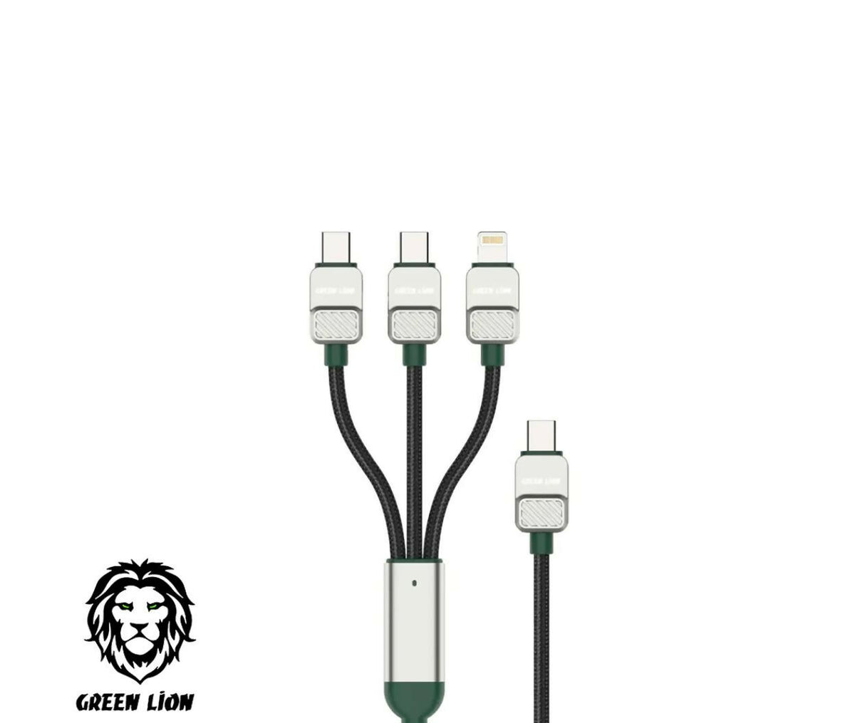 Mobile Cable | Data & Charging | USB-A - Lightning & 2x USBC | Green Lion