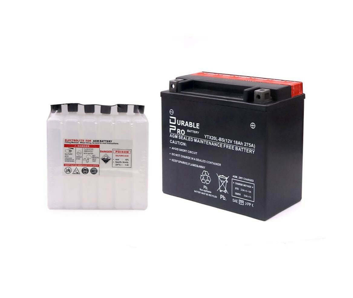 Motorcycle Battery | YTX20L-BS Durable Pro| 12V 18Ah